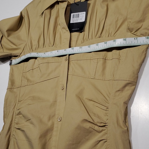 NWT NICHOLAS Tenley Khaki Button Down Midi Dress with Corset Seaming - Picture 11 of 13